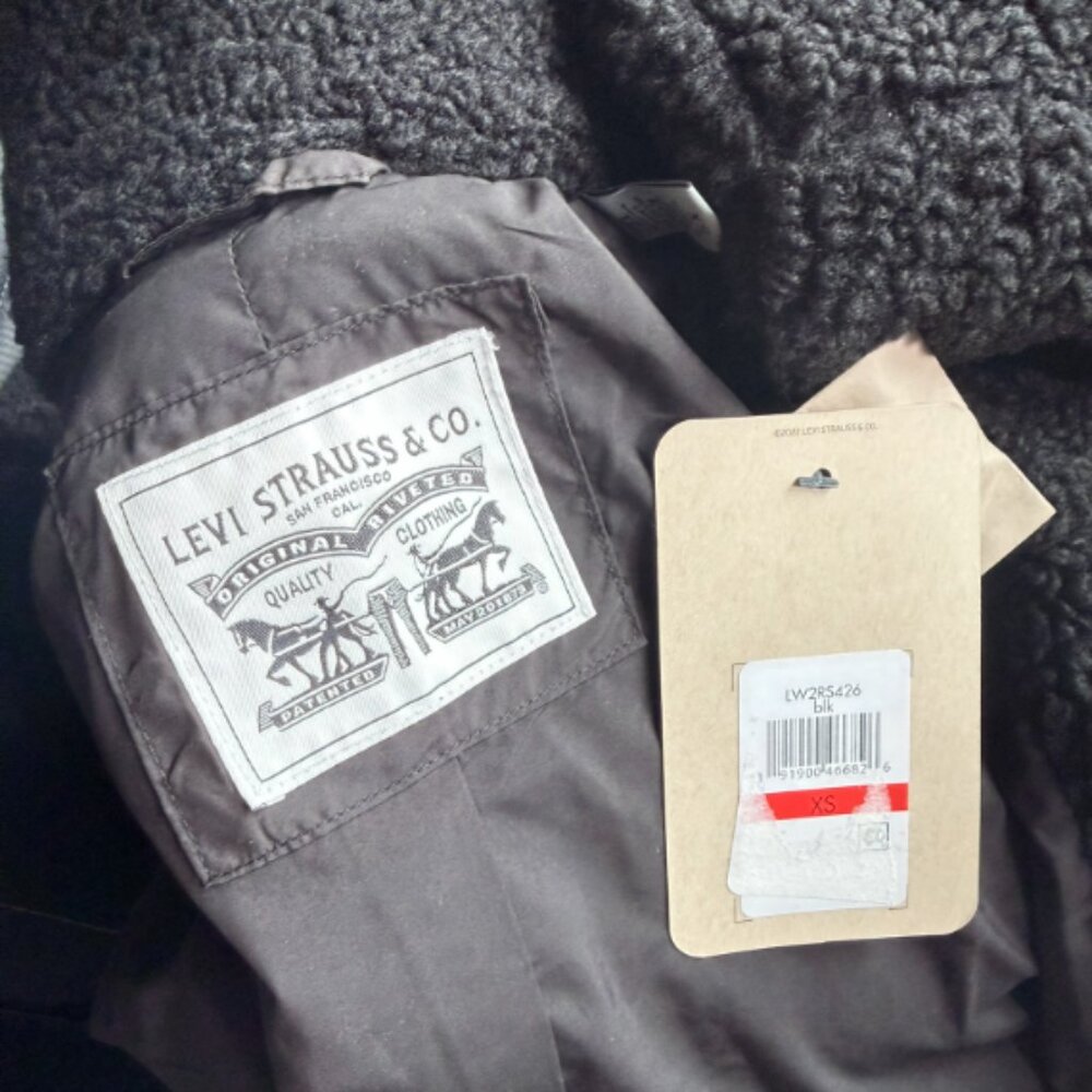 Levi's Long Length Patchwork Quilted Teddy Coat |… - image 3